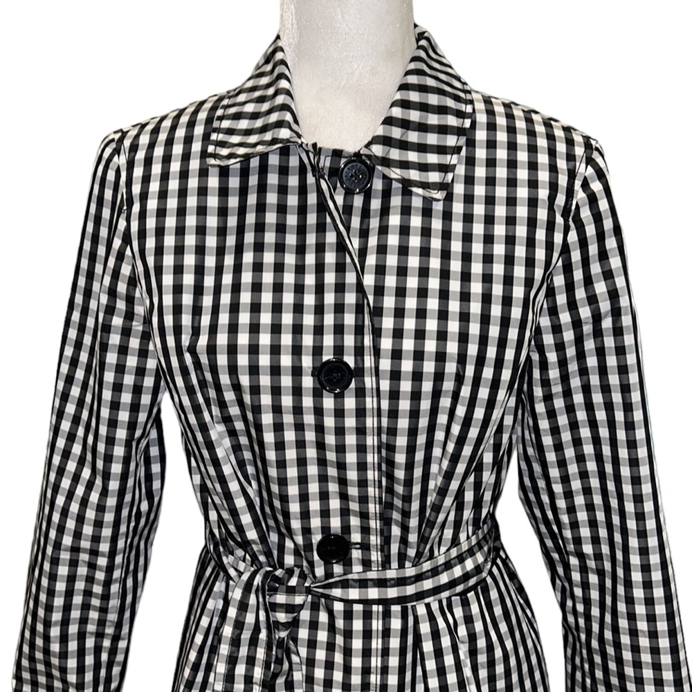 NWT Talbots Mac Black White Gingham Belted Weather Resistant Trench Coat - 6 - Picture 5 of 15